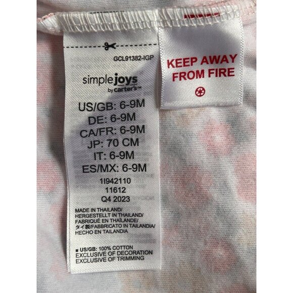 Simple Joys by Carter's Baby Girls' Cotton Footed Sleep and Play  2-Pack 6-9M - Picture 4 of 5